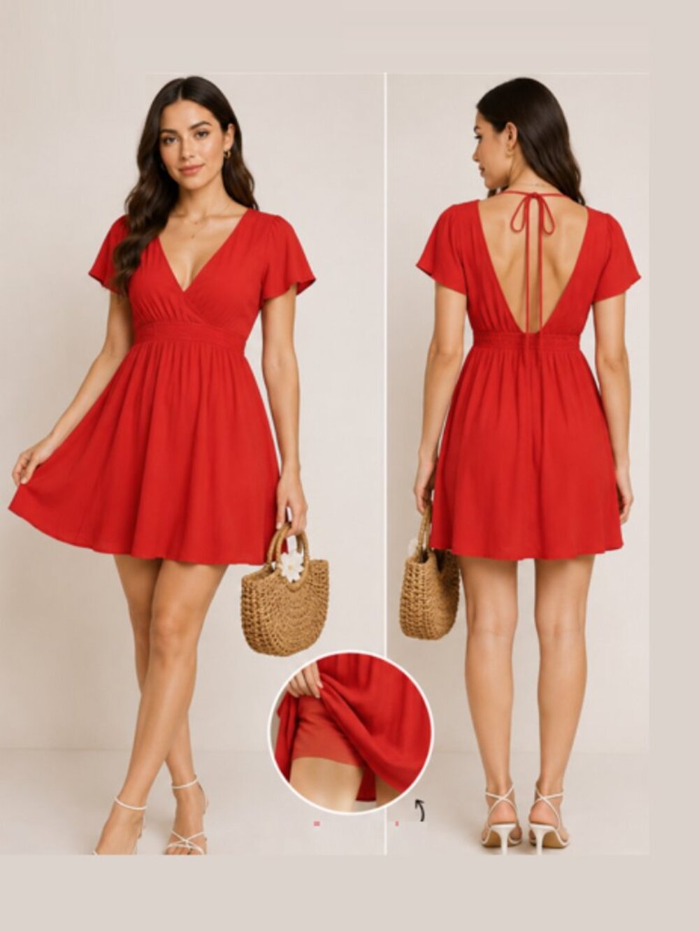 Gentle Fawn Red Mini Dress Open Back Lined Size 6